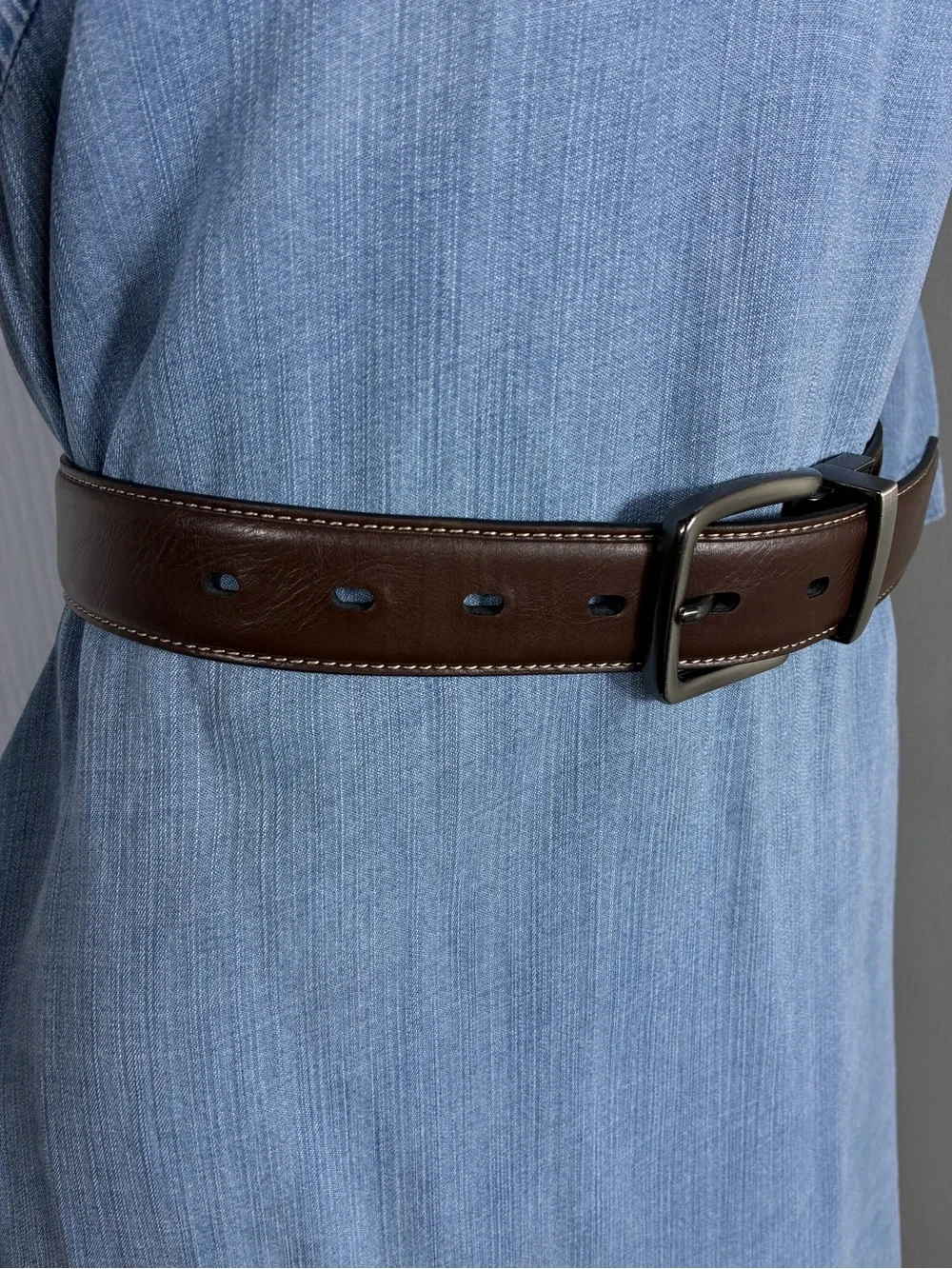 Dockers reversible mens belt sz 38-40 black/brown  Brushed Silver Buckle